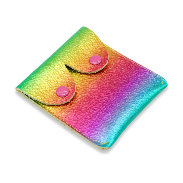 Metallic Rainbow Leather Boob Purse