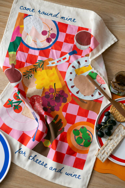 Cheese & Wine Tea Towel