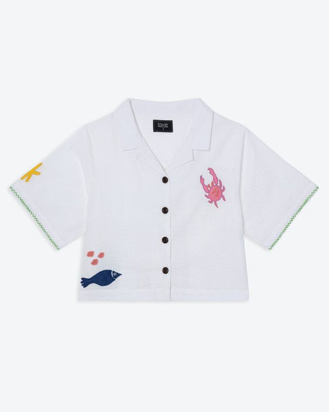 White Applique Etta Shirt