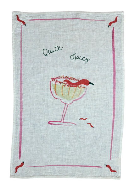 Quite Spicy Picante Margarita Linen Tea Towel