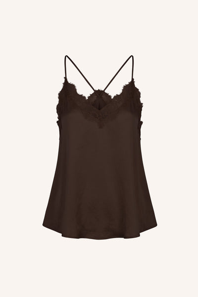 Pia Espresso Satin Top