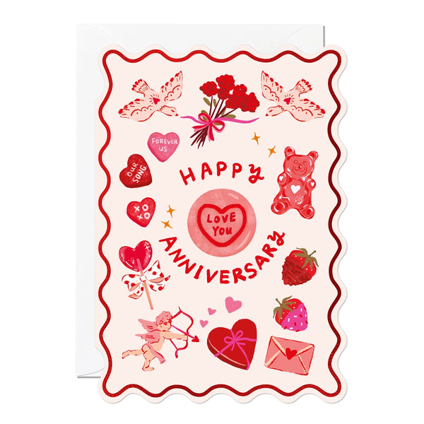 Happy Anniversary Scalloped Card