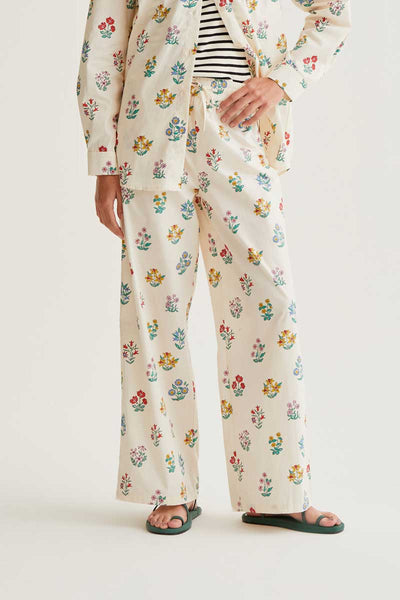 Cream Gardener Print Trousers