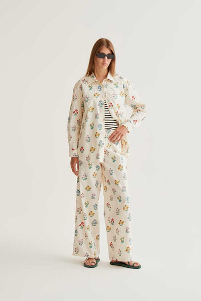 Cream Gardener Print Trousers