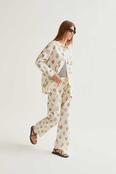 Cream Gardener Print Trousers