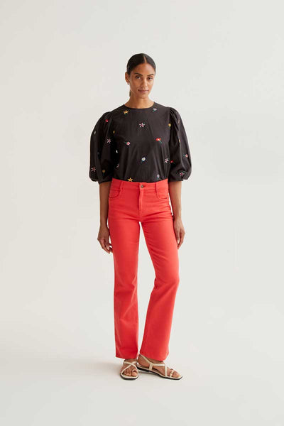 Black Garden Flower Top