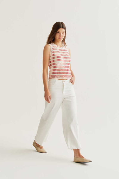 White Jeans With Raw-Cut Hem