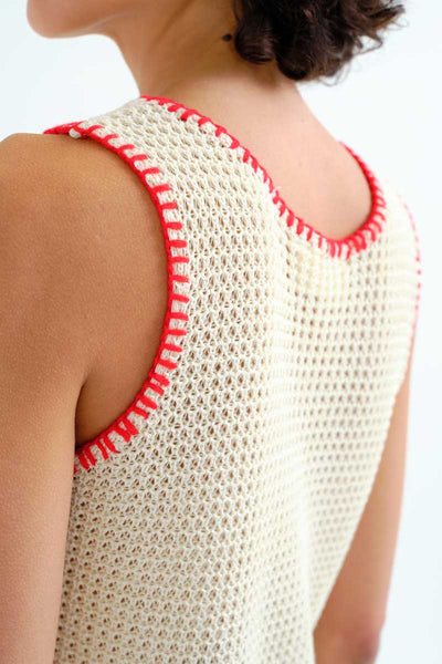 Off White Sleeveless Knit Top