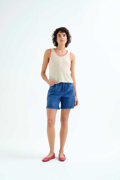 Off White Sleeveless Knit Top