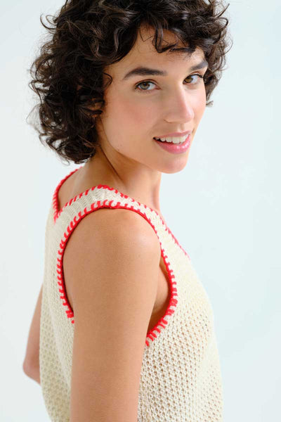 Off White Sleeveless Knit Top