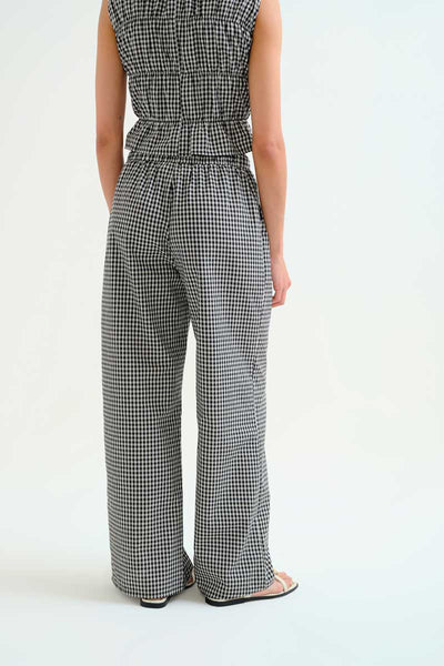 Black Gingham Check Trousers