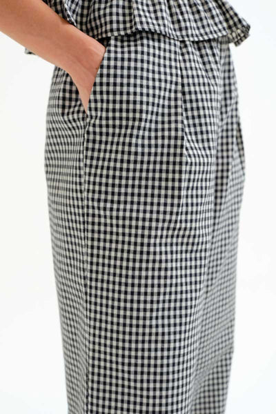 Black Gingham Check Trousers
