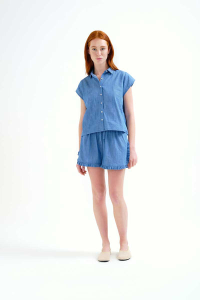 Light Blue Chambray Shorts