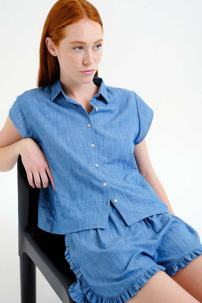 Light Blue Chambray Shorts