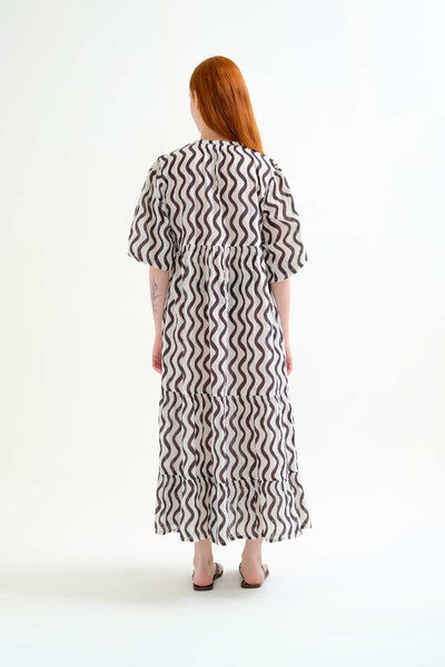 Wave Black & White Long Dress