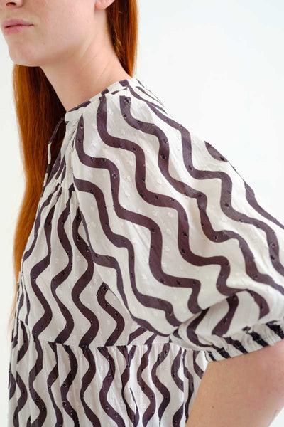 Wave Black & White Long Dress