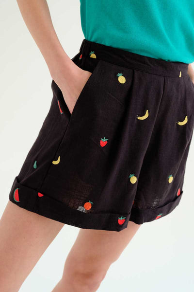 Black Fruit Salad Shorts