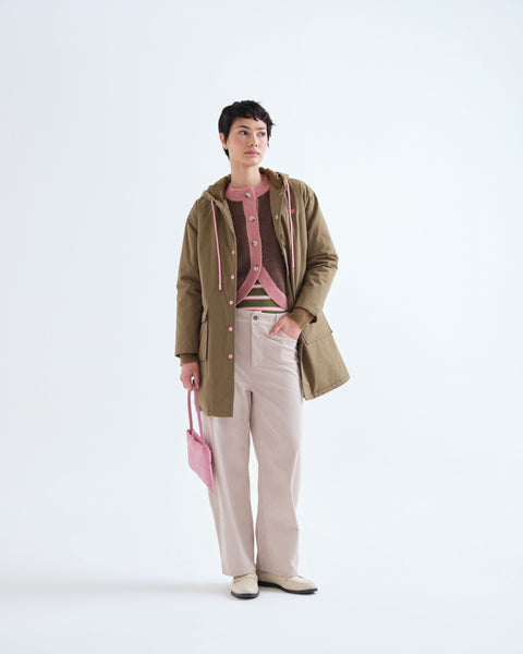Brown & Pink Contrast Trim Cardigan