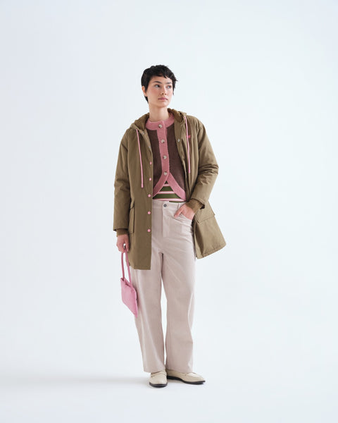Brown & Pink Contrast Trim Cardigan