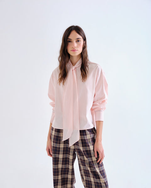 Pink Tie Collar Shirt