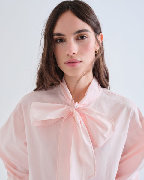 Pink Tie Collar Shirt