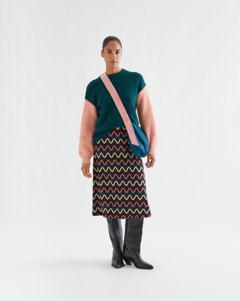 Pink Sleeved Green Jumper