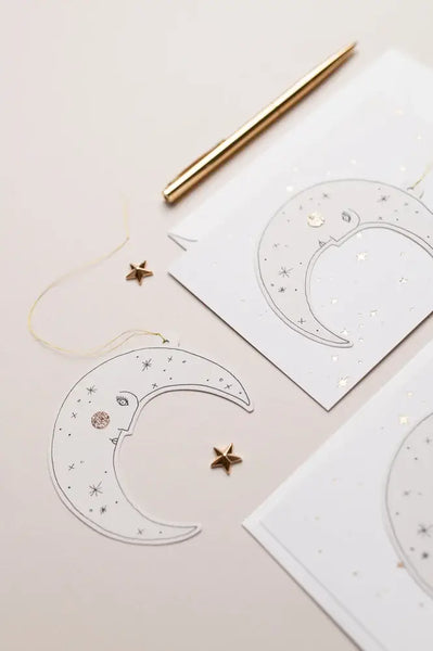 Moonface Papercut Decoration with Postcard and Envelope