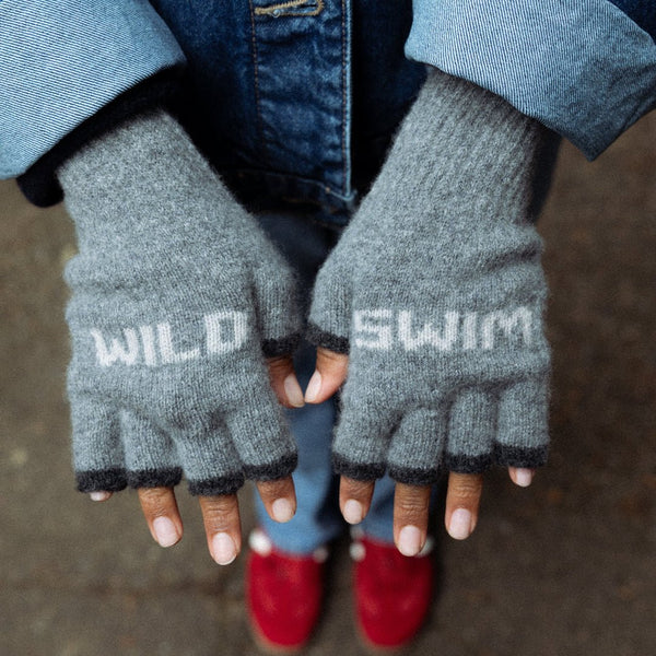 Wild Swim Grey & Cloud Fingerless Gloves