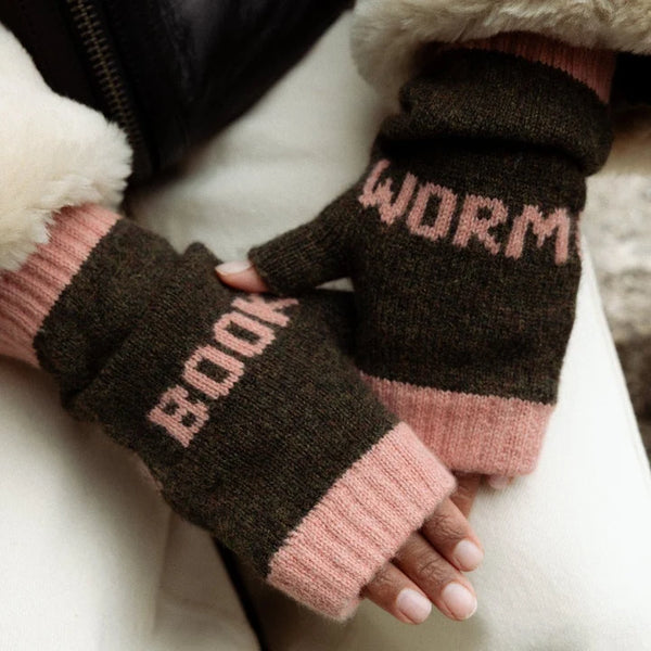 Book Worm Mittens in Kelp & Chaffinch