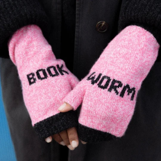 Book Worm Mittens in Róisín & Anthracite
