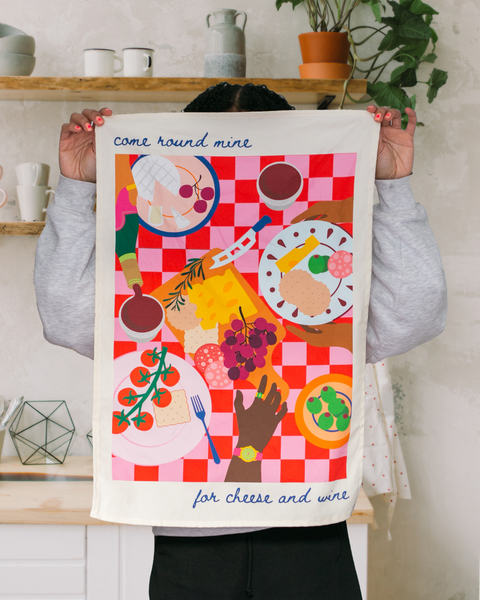Cheese & Wine Tea Towel