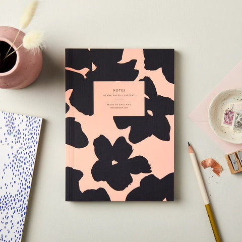 Floral Coral & Black Notebook