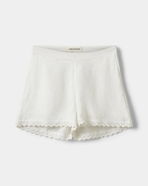 Alix Scallop Edge Shorts in Cream White