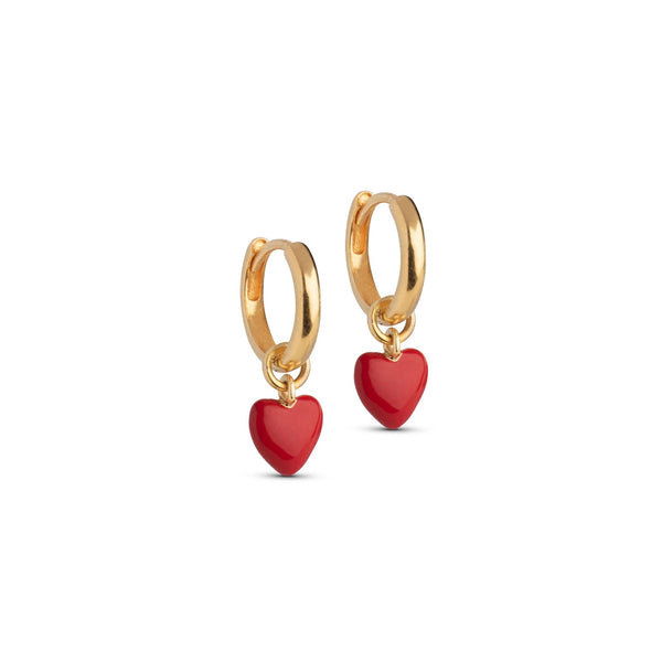 Amore red heart huggie earrings by Enamel Copenhagen