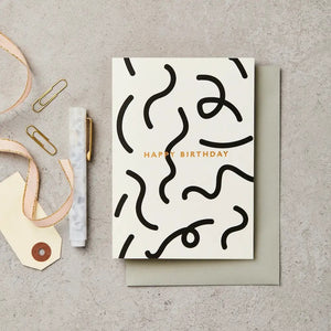 Black & White Squiggle Birthday Card