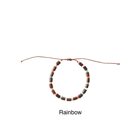 Batur Rainbow Coconut Wood and Seed Bead Bracelet