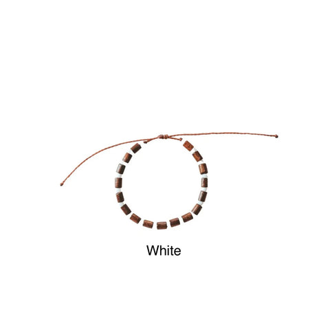 Batur White Coconut Wood and Seed Bead Bracelet