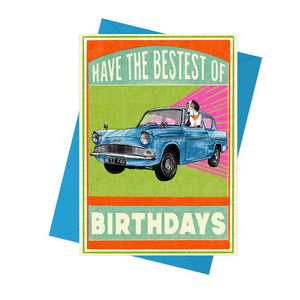 Bestest Birthday Vintage Car Card