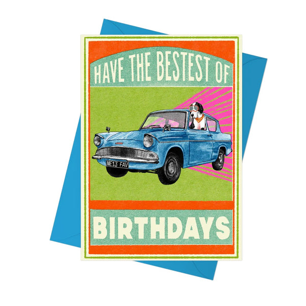 Bestest Birthday Vintage Car Card