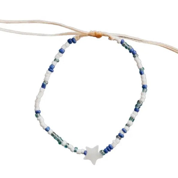 Bintang Star Mix Blue Mother Pearl Beaded Bracelet