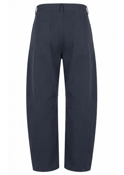 Navy Binx Barrel Leg Trousers