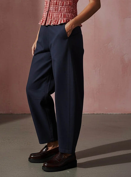 Navy Binx Barrel Leg Trousers