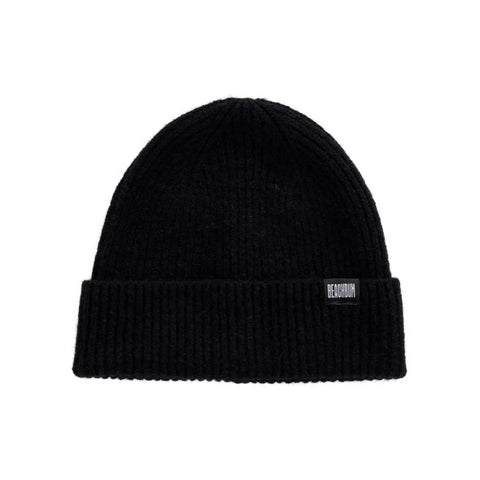 Black Recycled Polyester & Wool Beanie