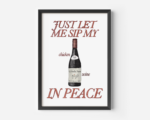 Red Chicken Wine A3 Print
