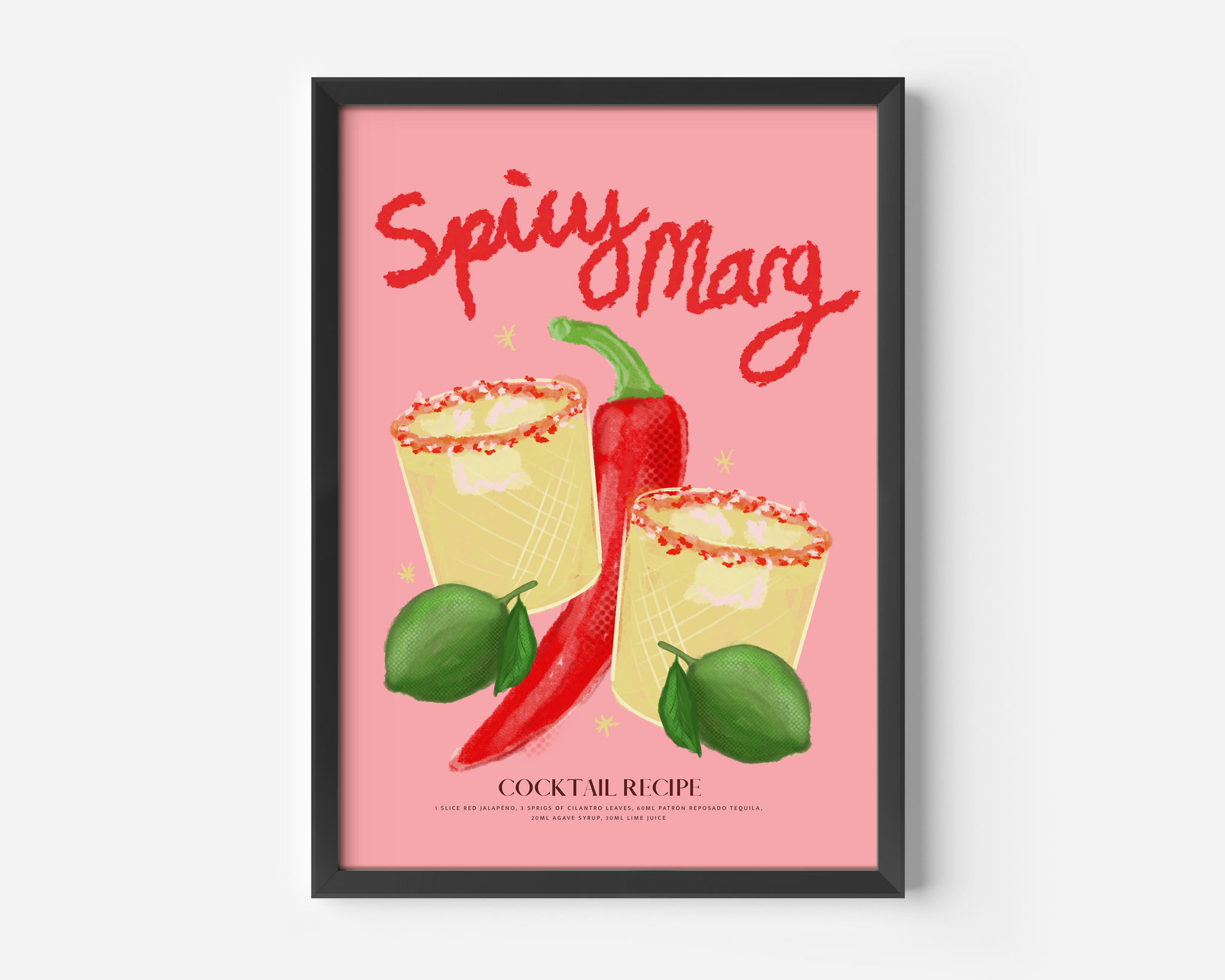 Spicy Marg Cocktail Recipe A3 Print
