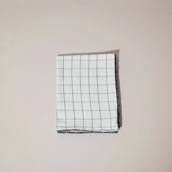 Black White Grid Tea Towel