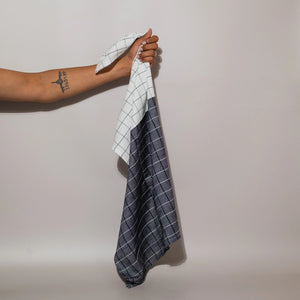 Black White Grid Tea Towel
