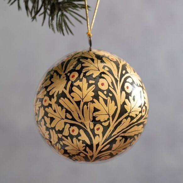 2" Black & Gold Floral Bauble