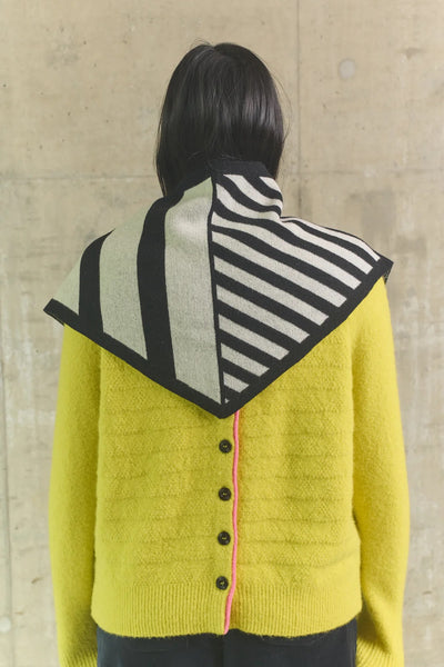 Black & White Stripe Wool Triangle Scarf