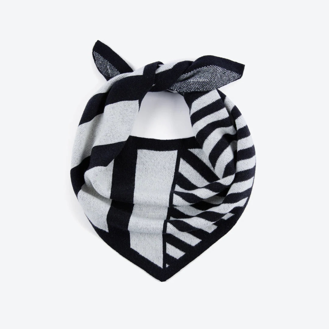 Black & White Stripe Wool Triangle Scarf